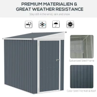 Outsunny 4' x 6' Outdoor Storage Shed Lean to Shed Outdoor Metal Tool Shed with Lockable Door and Air Vents, Dark Grey(m-5)