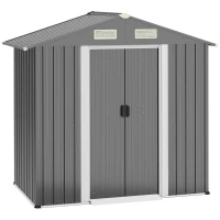Outsunny 6.3' x 3.6' x 6' Garden Storage Shed Outdoor Patio Yard Metal Tool Storage House w Double Doors Grey(m-2)