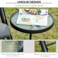 Outsunny 3 Seat Outdoor Swing Chair Steel Swing Bench Porch Swing With Adjustable Canopy & Coffee Tables & Cushion for Patio Garden, Black(m-5)