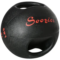 Soozier Medicine Ball with Handles, 18 lbs. Weighted Ball for Exercise, Med Ball for Abs, Core, Strength Training, Balance Training(m-1)