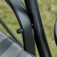 Outsunny 3 Seat Outdoor Swing Chair Steel Swing Bench Porch Swing With Adjustable Canopy & Coffee Tables & Cushion for Patio Garden, Black(m-9)