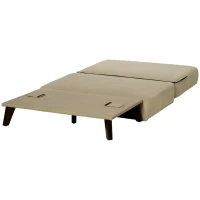HOMCOM Folding Ottoman Sleeper, Convertible Fabric Bed, Beige(m-9)