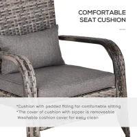 Outsunny Outdoor Classic Rattan Adirondack Deck Chair Armrest Lounge Chair with Cushion Grey(m-4)