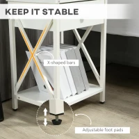 HOMCOM Modern Nightstand, Bedside Table with Drawer and Shelf, Side End Table with Steel Frame for Bedroom, White(m-6)