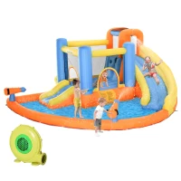 Outsunny Bounce Castle Inflatable Trampoline Slide Pool Climb 14' x 12' x 6'(m-13)