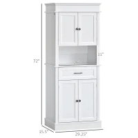 HOMCOM 72"H Modern Freestanding Kitchen Pantry Cabinet Cupboard with Doors, Open and Adjustable Shelves, White(m-3)