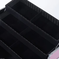 HOMCOM Professional Makeup Case, Makeup Box, Salon Beauty Cosmetic Jewellery Organizer Trolley with 2 Wheels, Pink(m-8)