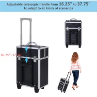 HOMCOM Professional Makeup Case, Makeup Box, Salon Beauty Cosmetic Jewellery Organizer Trolley with 2 Wheels, Black(m-6)