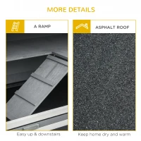 PawHut 47" 2-Floor Large Rabbit Hutch Wooden Pet House Multi-door Bunny Cage Small Animal Habitat with 3 Ramps Lockable Doors Run Area Asphalt Roof for Outdoor Use(m-7)