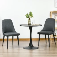 HOMCOM Modern Dining Chair Set of 2, Fabric Upholstered Side Chairs for Kitchen Living Room with Metal Legs, Charcoal Grey(m-1)