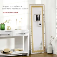 HOMCOM 59" x 20" Modern Full Length Mirror, Wall Hang and Leaner Floor Mirror, Vertical and Horizontal, for Living Room, Bedroom, Gold(m-5)