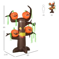 HOMCOM Outdoor 8FT Lighted Airblown Creepy Haunted Tree Inflatable Halloween Decoration Seasonal Decor(m-3)