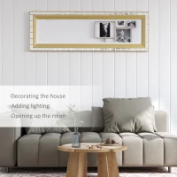 HOMCOM 59" x 20" Modern Full Length Mirror, Wall Hang and Leaner Floor Mirror, Vertical and Horizontal, for Living Room, Bedroom, Gold(m-4)