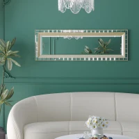 HOMCOM 59" x 20" Modern Full Length Mirror, Wall Hang and Leaner Floor Mirror, Vertical and Horizontal, for Living Room, Bedroom, Gold(m-7)