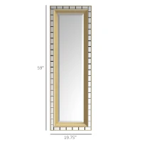 HOMCOM 59" x 20" Modern Full Length Mirror, Wall Hang and Leaner Floor Mirror, Vertical and Horizontal, for Living Room, Bedroom, Gold(m-3)