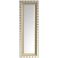HOMCOM 59" x 20" Modern Full Length Mirror, Wall Hang and Leaner Floor Mirror, Vertical and Horizontal, for Living Room, Bedroom, Gold(m-2)