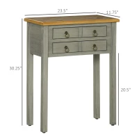 HOMCOM Vintage Console Table with 2 Drawers, Retro Entryway Table for Hallway, Living Room and Hallway, Grey(m-3)