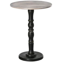 HOMCOM End Table, Round Side Table with Tabletop, Rustic with Solid Wood Leg for Living Room, Bedroom, Light Gray and Black(m-1)