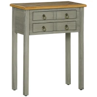 HOMCOM Vintage Console Table with 2 Drawers, Retro Entryway Table for Hallway, Living Room and Hallway, Grey(m-1)