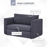 HOMCOM Pull Out Sofa Bed, Modern Convertible Loveseat Sleeper, Upholstered Sleeper Sofa for Small Space, Living Room, Apartment and Dorm, Dark Grey(m-5)