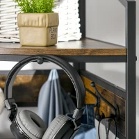 HOMCOM Industrial Corner Hall Tree with Shoe Bench, Entryway Coat Rack, Freestanding Coat Tree with 6 Double Hooks, Rustic Brown(m-10)