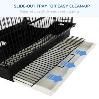 PawHut 22" Bird Cage Flight Parrot House Playpen with Open Play Top and Feeding Bowl Perch Pet Furniture Black(m-6)