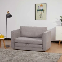 HOMCOM Pull Out Sofa Bed, Modern Convertible Loveseat Sleeper, Upholstered Sleeper Sofa for Small Space, Living Room, Apartment and Dorm, Light Grey(m-2)