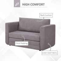 HOMCOM Pull Out Sofa Bed, Modern Convertible Loveseat Sleeper, Upholstered Sleeper Sofa for Small Space, Living Room, Apartment and Dorm, Light Grey(m-5)
