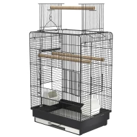 PawHut 22" Bird Cage Flight Parrot House Playpen with Open Play Top and Feeding Bowl Perch Pet Furniture Black(m-12)