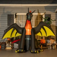 Outsunny 6ft Inflatable Halloween Giant Animated Fire & Ice Dragon with Wings, Blow Up LED Yard Display Indoor Outdoor for Garden, Lawn, Party, Holiday(m-2)