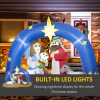 Outsunny 7ft Christmas Inflatables Outdoor Decorations Nativity Scene with Star of Bethlehem Archway, Blow-Up LED Yard Christmas Decor for Lawn Garden Party(m-5)