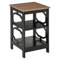 HOMCOM Modern End Table, Accent Side Table with 2 Storage Shelves for Living Room, Bedroom, Black(m-12)