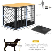 PawHut Dog Crate Furniture, Heavy Duty Dog Kennel End Table with Removable Tray, for Small Medium Dogs, Indoor Use, Black(m-3)
