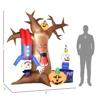 Outsunny 7' Inflatable Halloween Ghost Tree with Upside-down Clown Pumpkins, Blow-Up LED Display Indoor Outdoor for Garden, Lawn, Party, Holiday(m-3)