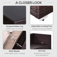 Outsunny 7 Pieces Patio Furniture Set, Outdoor Garden Sofa Set Sectional Set All Weather Rattan Conversation Set, Brown Khaki(m-7)