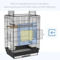 PawHut 22" Bird Cage Flight Parrot House Playpen with Open Play Top and Feeding Bowl Perch Pet Furniture Black(m-5)