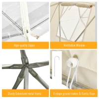 Outsunny Garden Dome Igloo Tent Half Ball Shape Outdoor Greenhouse w/ Air Conditioner Hole, Half Transparent PVC and Half Polyester Fabric Cover(m-7)