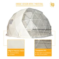 Outsunny Garden Dome Igloo Tent Half Ball Shape Outdoor Greenhouse w/ Air Conditioner Hole, Half Transparent PVC and Half Polyester Fabric Cover(m-4)