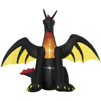 Outsunny 6ft Inflatable Halloween Giant Animated Fire & Ice Dragon with Wings, Blow Up LED Yard Display Indoor Outdoor for Garden, Lawn, Party, Holiday(m-10)