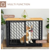 PawHut Dog Crate Furniture, Heavy Duty Dog Kennel End Table with Removable Tray, for Small Medium Dogs, Indoor Use, Black(m-4)