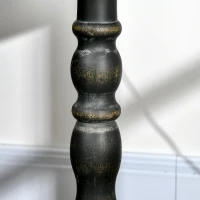 HOMCOM End Table, Round Side Table with Tabletop, Rustic with Solid Wood Leg for Living Room, Bedroom, Light Gray and Black(m-9)