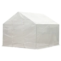 Outsunny 10x9.5x8ft Steeple Outdoor Walk-In Greenhouse Portable Garden Planting Warm House w/White PE Cover(m-13)