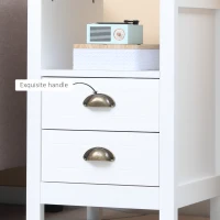 HOMCOM Modern End Table with 2 Drawers and Storage Shelf, Accent Sofa Side Table for Living Room, White(m-7)