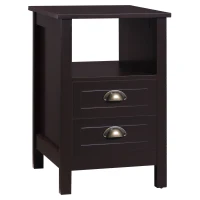 HOMCOM Modern End Table with 2 Drawers and Storage Shelf, Accent Sofa Side Table for Living Room, Coffee(m-2)