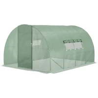 Outsunny 12.5 x 10 x 6.5ft Outdoor Walk-in Tunnel Greenhouse Portable Plant Gardening Warm House with PE Cover Green(m-12)