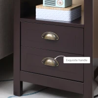 HOMCOM Modern End Table with 2 Drawers and Storage Shelf, Accent Sofa Side Table for Living Room, Coffee(m-7)