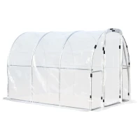 Outsunny 9.85'L x 6.6'W x 6.6'H Polytunnel Greenhouse Outdoor Walk-In Greenhouse, Transparent(m-2)