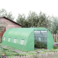 Outsunny 20 X 10' Greenhouse Walk-in Tunnel Garden Heavy Duty Metal Frame Warm House, Green(m-12)