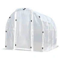Outsunny 9.85'L x 6.6'W x 6.6'H Polytunnel Greenhouse Outdoor Walk-In Greenhouse, Transparent(m-14)