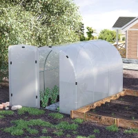 Outsunny 9.85'L x 6.6'W x 6.6'H Polytunnel Greenhouse Outdoor Walk-In Greenhouse, Transparent(m-1)